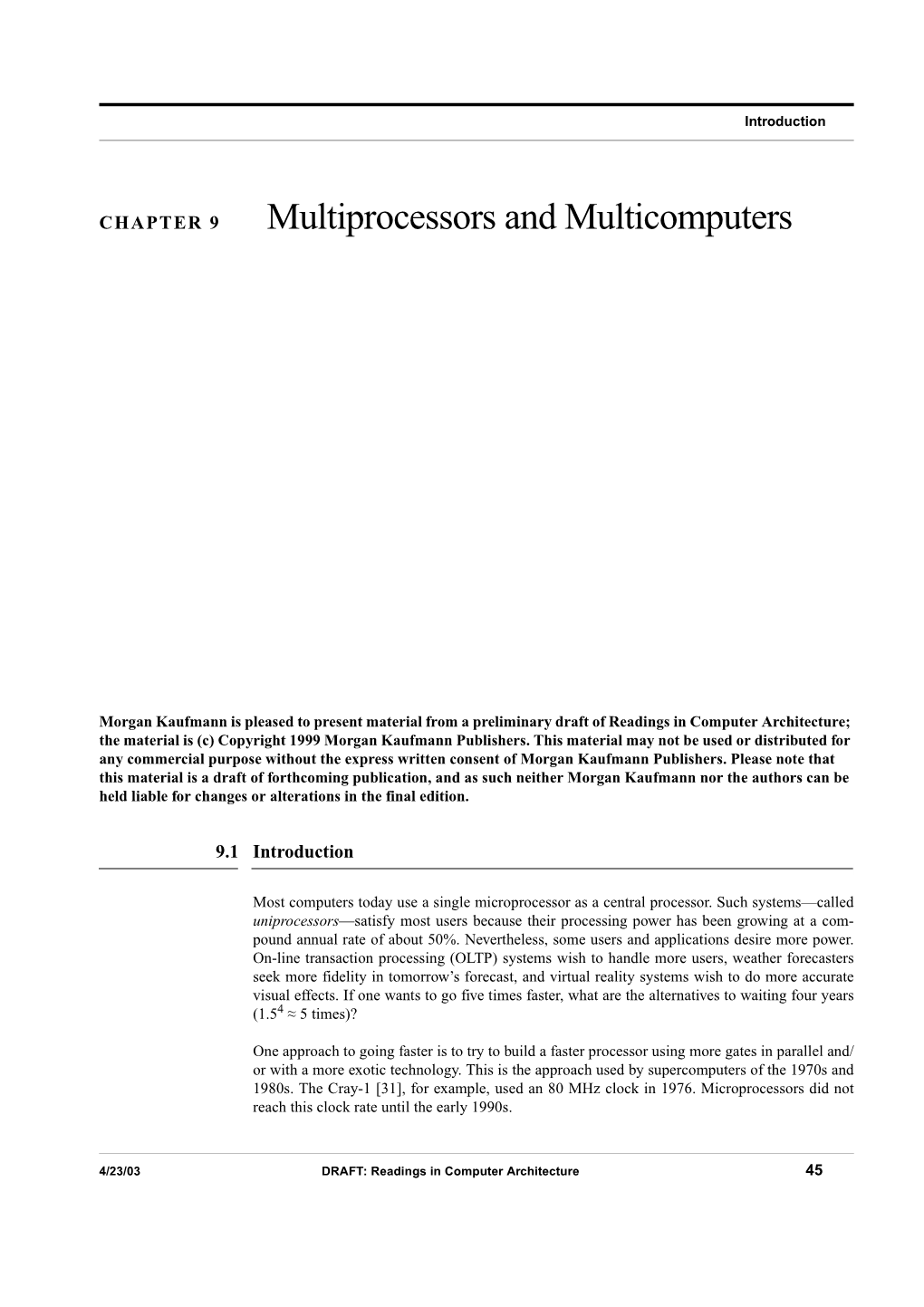 Multiprocessors and Multicomputers