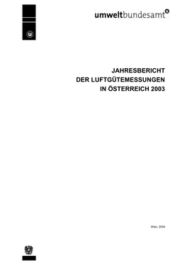 Jahresbericht Der Luftgütemessungen in Österreich 2003 1