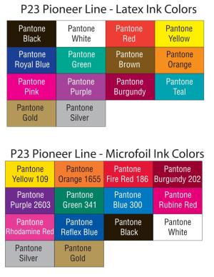 Latex Ink Colors P23 Pioneer Line