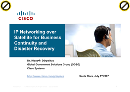 IP Networking Over Satellite for Business Continuity and Disaster Recovery