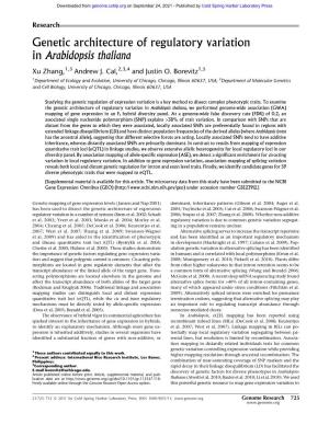 Genetic Architecture of Regulatory Variation in Arabidopsis Thaliana