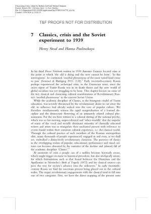 7 Classics, Crisis and the Soviet Experiment to 1939 Henry Stead and Hanna Paulouskaya