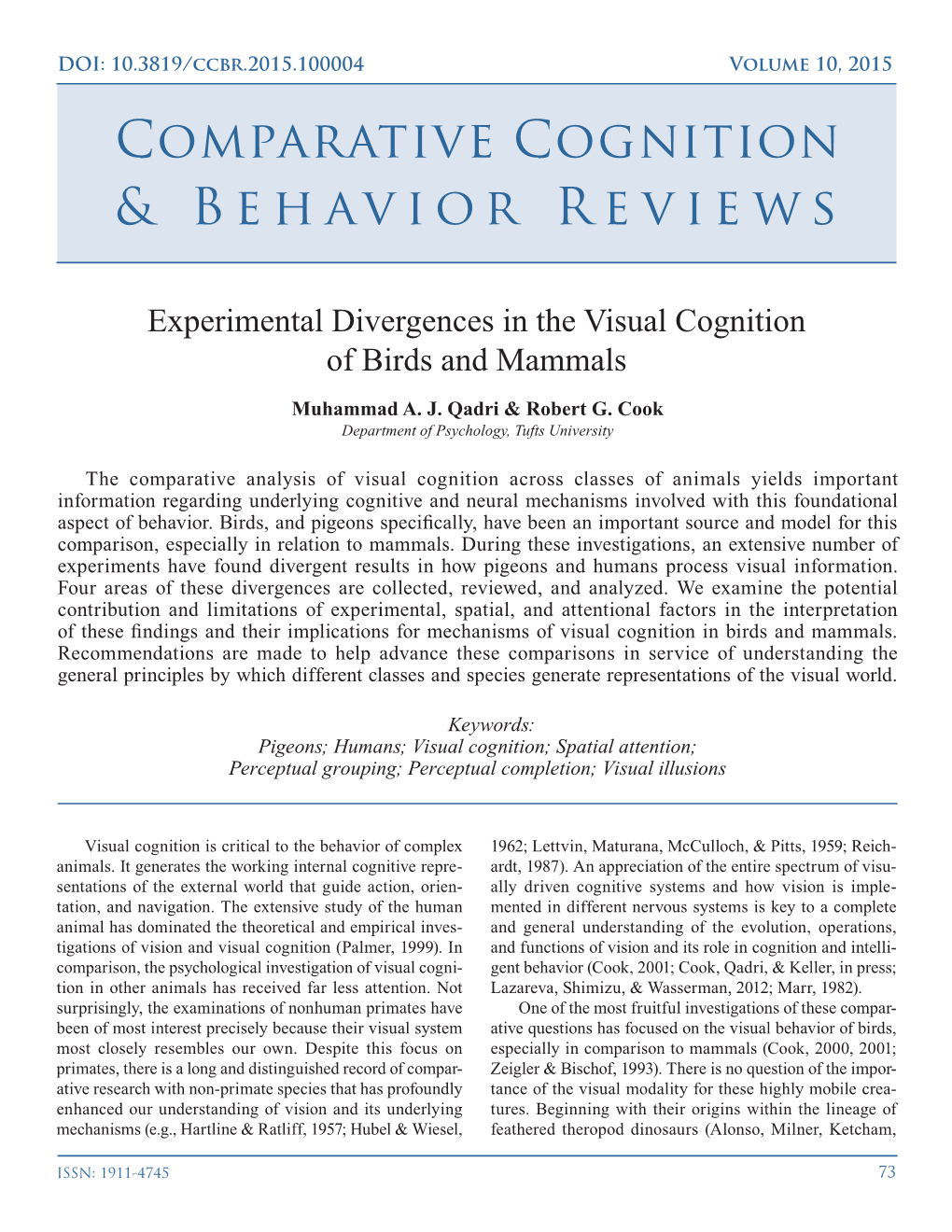 Comparative Cognition & Behavior Reviews