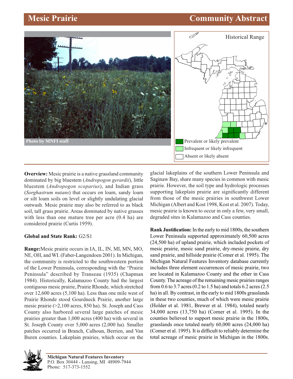 Mesic Prairie Communitymesic Abstract Prairie, Page 1