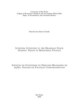 Investor Attention in the Brazilian Stock Market: Essays in Behavioral Finance