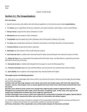 Section 3-1: the Conquistadores