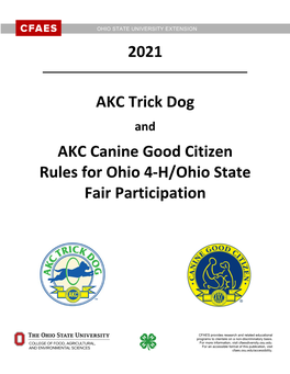 2021 AKC Trick Dog AKC Canine Good Citizen Rules for Ohio 4-H