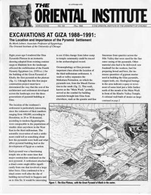 Excavations at Giza 1988-1991