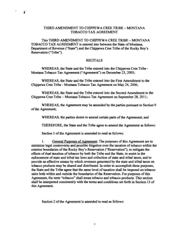 Third Amendment to Chippewa Cree Tribe - Montana Tobacco Tax Agreement