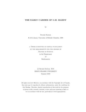 The Early Career of G.H. Hardy
