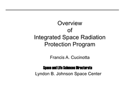 Overview of Integrated Space Radiationprotection Program
