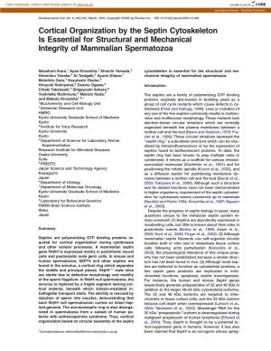 Cortical Organization by the Septin Cytoskeleton Is Essential for Structural and Mechanical Integrity of Mammalian Spermatozoa