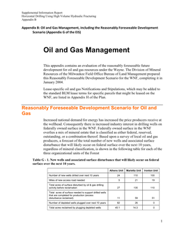 Oil and Gas Management, Including the Reasonably Foreseeable Development Scenario (Appendix G of the EIS)