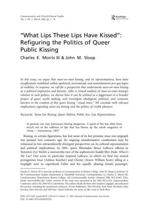 ''What Lips These Lips Have Kissed'': Refiguring the Politics of Queer Public Kissing