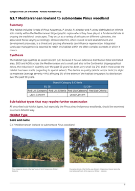 G3.7 Mediterranean Lowland to Submontane Pinus Woodland