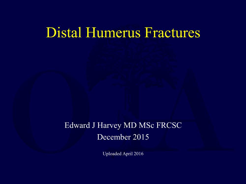 Distal Humerus Fractures
