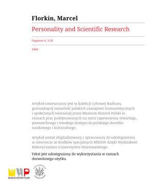 Personality and Scientific Research*