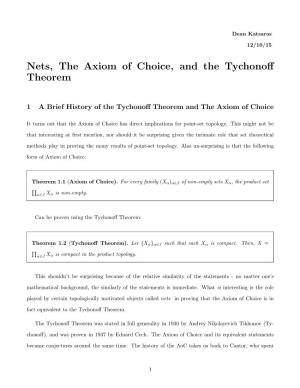 Nets, the Axiom of Choice, and the Tychonoff Theorem