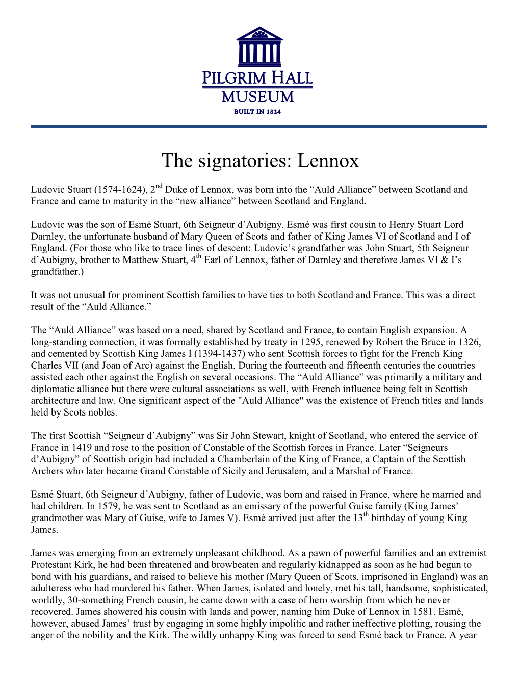 The Signatories: Lennox