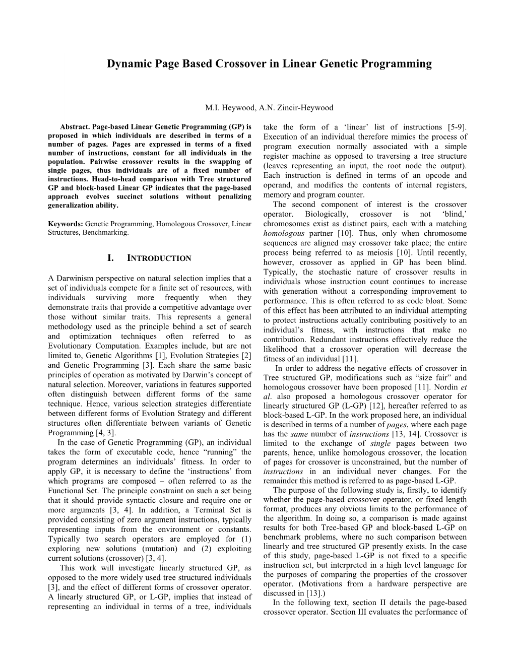 Dynamic Page Based Crossover in Linear Genetic Programming