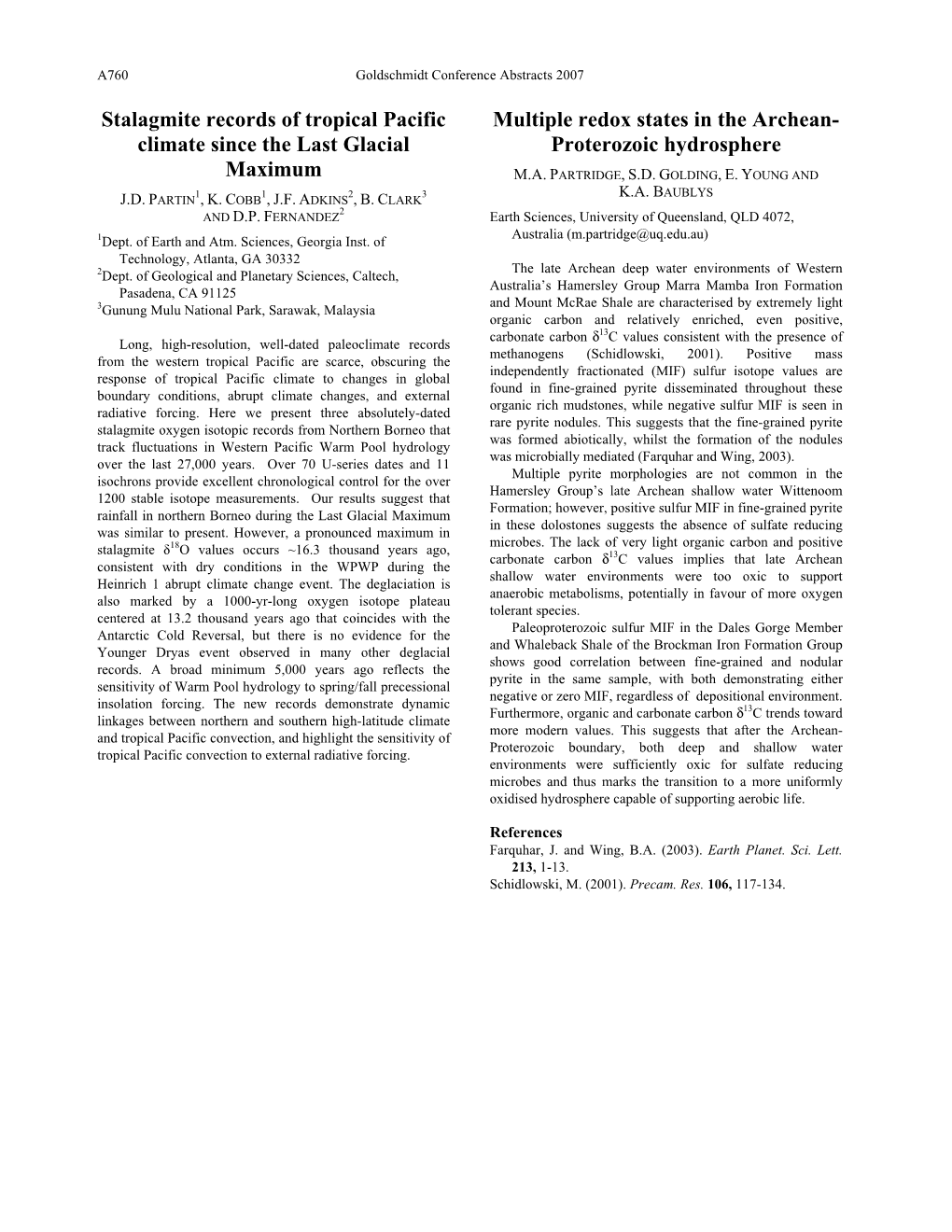 Stalagmite Records of Tropical Pacific Climate Since the Last Glacial