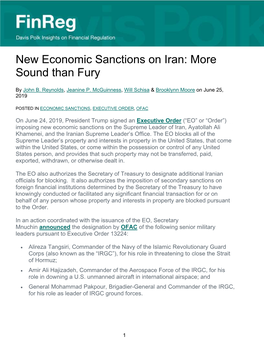 New Economic Sanctions on Iran: More Sound Than Fury