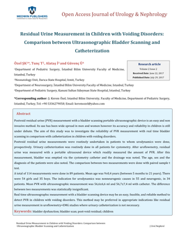 Residual Urine Measurement in Children with Voiding Disorders: Comparison Between Ultrasonographic Bladder Scanning and Catheterization