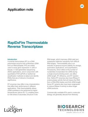 Rapidxfire Thermostable Reverse Transcriptase Application Note