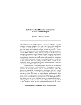 Catholic Ecclesial Presence and Growth in the Columbia Region