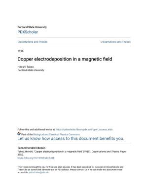 Copper Electrodeposition in a Magnetic Field