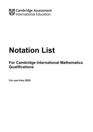 Mathematics Notation List