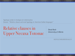 Relative Clauses in Upper Necaxa Totonac