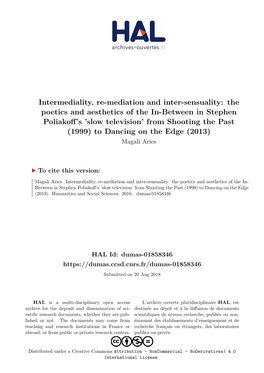 Intermediality, Re-Mediation and Inter-Sensuality: The