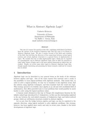 What Is Abstract Algebraic Logic?