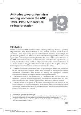 Attitudes Towards Feminism Among Women in the ANC, 1950–1990: a Theoretical Re-Interpretation