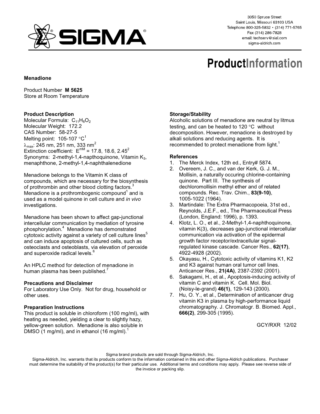 Menadione (M5625)