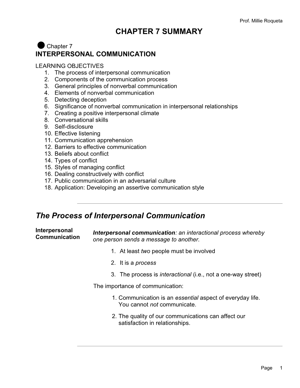 Prof. Millie Roqueta - ISS 1161 Chapter 7 Summary