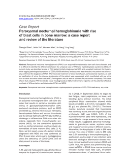 Case Report Paroxysmal Nocturnal Hemoglobinuria with Rise of Blast Cells in Bone Marrow: a Case Report and Review of the Literature