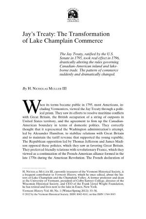 Jay's Treaty: the Transformation of Lake Champlain Commerce