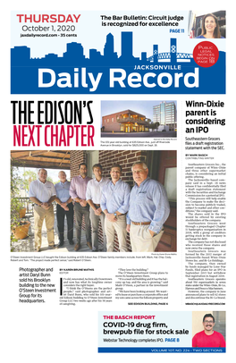THURSDAY Is Recognized for Excellence October 1, 2020 PAGE 11 Jaxdailyrecord.Com • 35 Cents