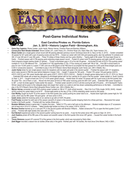 Post-Game Individual Notes