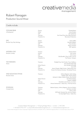 Robert Flanagan Production Sound Mixer
