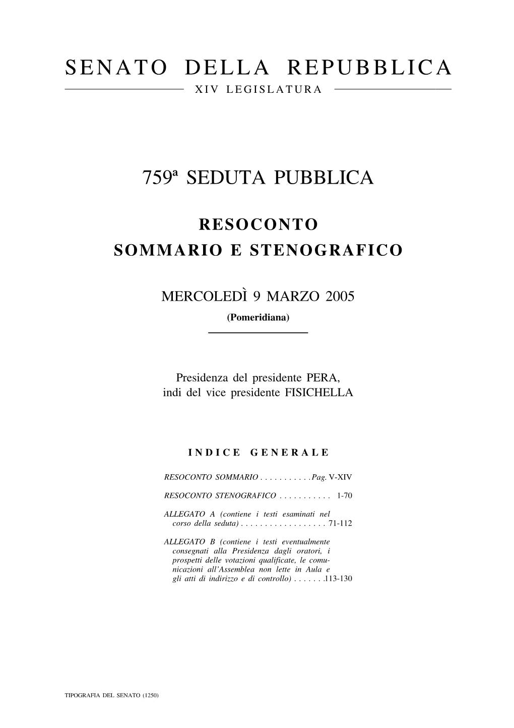 Senato Della Repubblica Xiv Legislatura