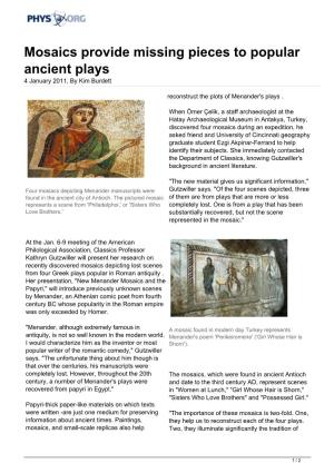 Mosaics Provide Missing Pieces to Popular Ancient Plays 4 January 2011, by Kim Burdett