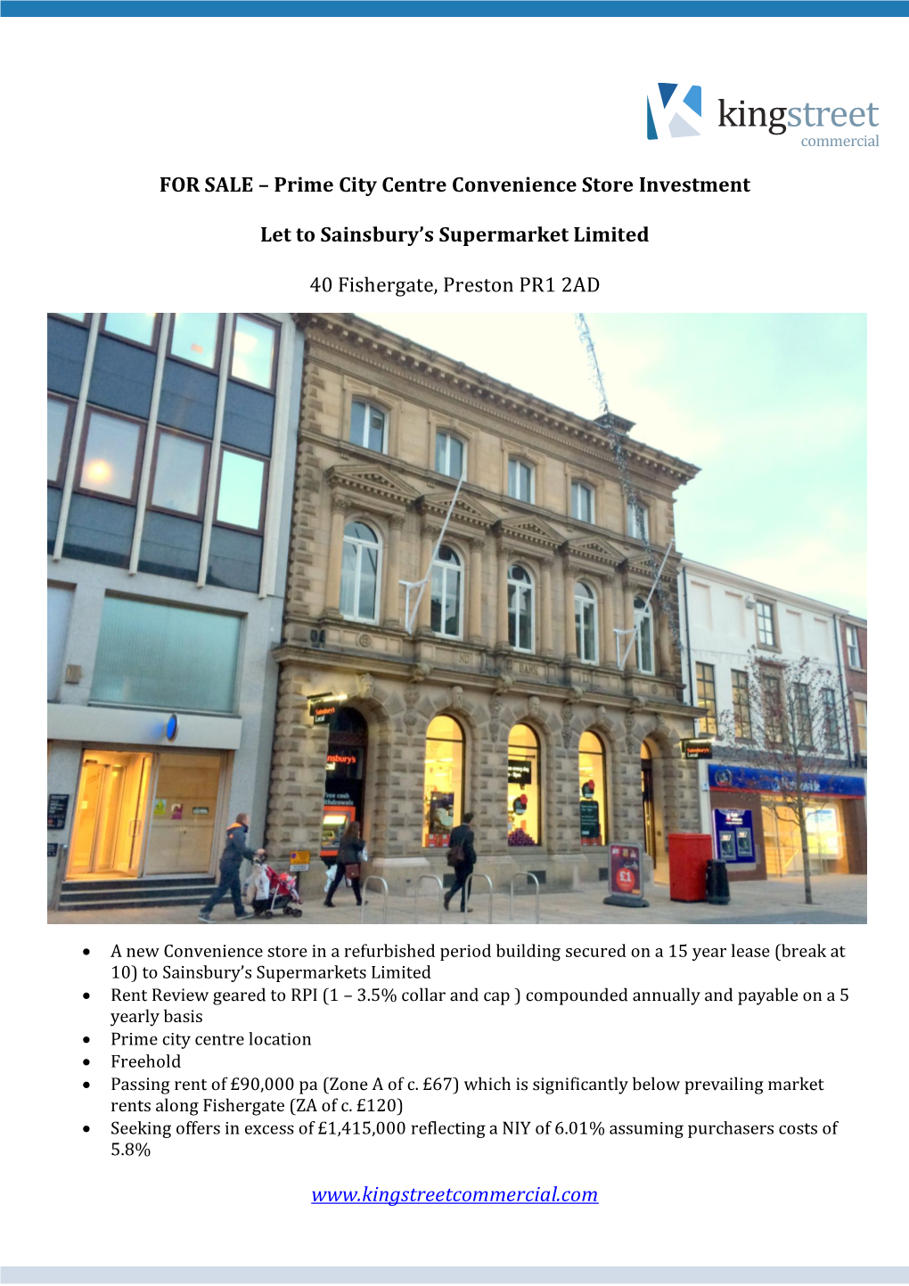 Prime City Centre Convenience Store Investment Let to Sainsbury's