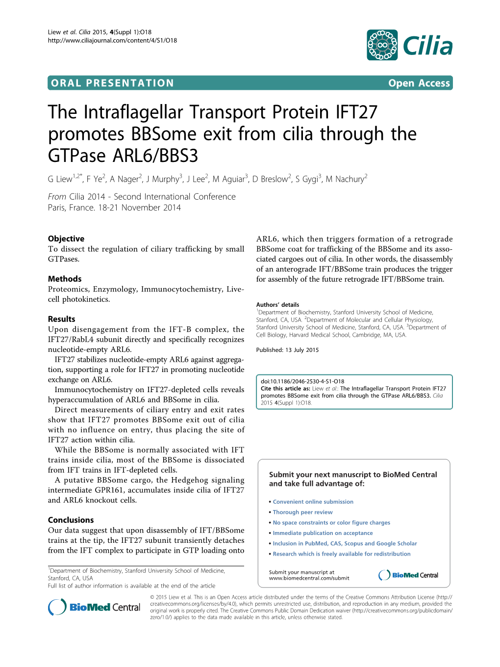 The Intraflagellar Transport Protein IFT27 Promotes Bbsome Exit