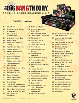Cryptozoic Big Bang Theory Seasons 6 & 7 Trading Cards Checklist