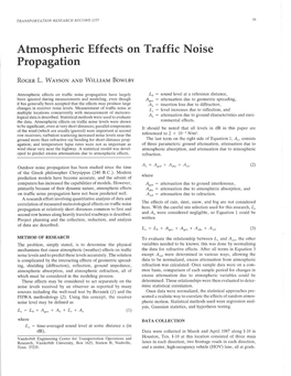 Atmospheric Effects on Traffic Noise Propagation