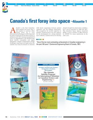 Canada's First Foray Into Space -Alouette 1