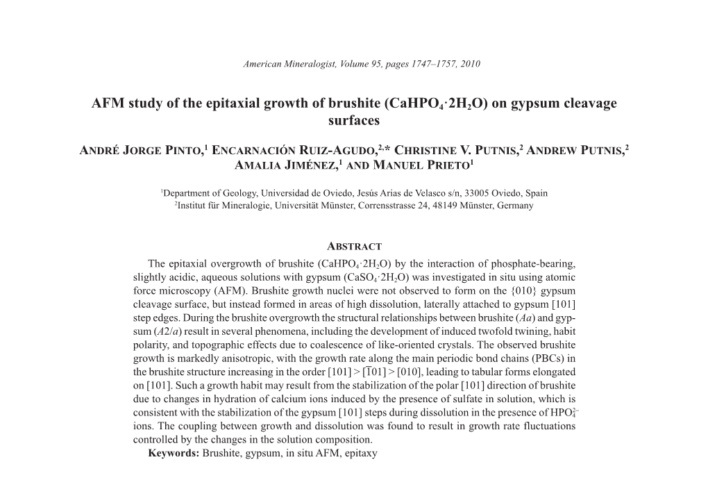 AFM Study of the Epitaxial Growth of Brushite (Cahpo4.2H2O) On